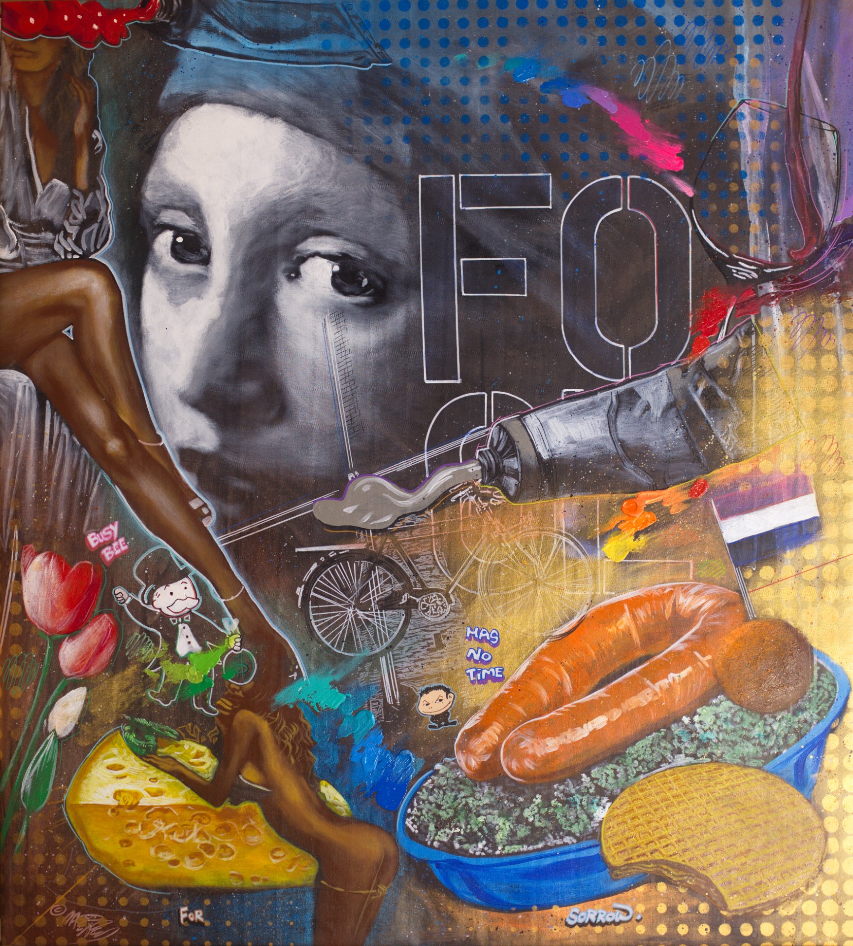 Michael Andrew Law — Untitled Exquisite Maximalism pop art (Pearl Earring) — Exquisite Maximalism Pop | Maximalist Pop Art