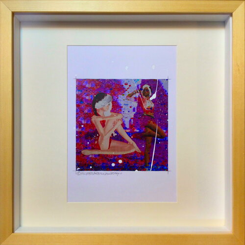 Michael Andrew Law — Christmas Everyday Over-Painted Snowing Winter Art Edition ( Published interior page art ) — Unique Overpainted Wax-Pigment Lithographs ( Signed Art Edition )