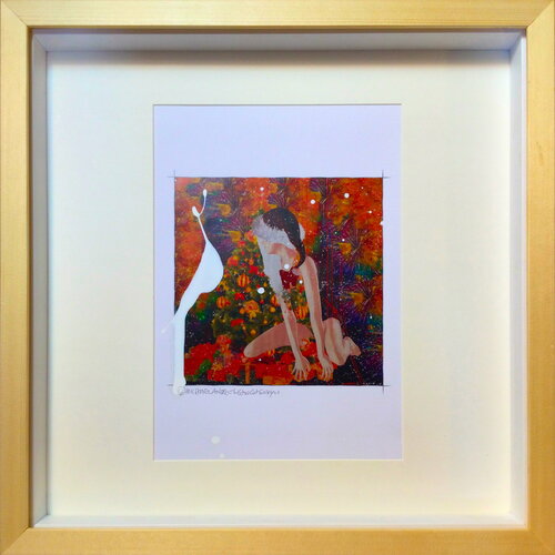 Michael Andrew Law — Christmas Everyday Over-Painted Snowing Winter Art Edition ( Published interior painting ) — Unique Overpainted Wax-Pigment Lithographs ( Signed Art Edition )