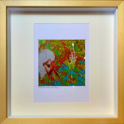 Michael Andrew Law — Christmas Everyday Over-Painted Snowing Winter Art Edition ( Published interior painting ) — Unique Overpainted Wax-Pigment Lithographs ( Signed Art Edition )
