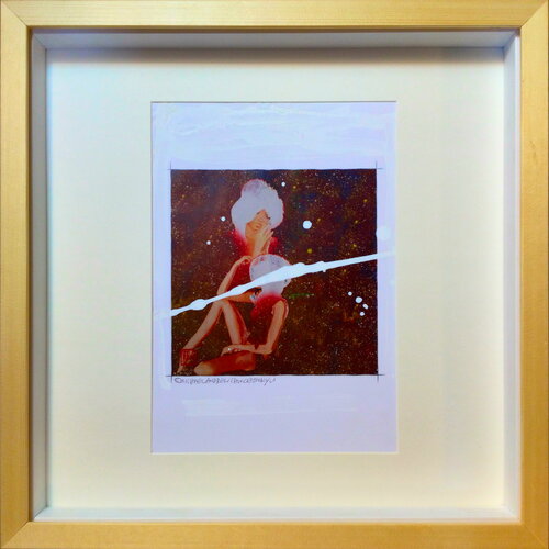 Michael Andrew Law — Christmas Everyday Over-Painted Snowing Winter Art Edition ( Published interior painting ) — Unique Overpainted Wax-Pigment Lithographs ( Signed Art Edition )