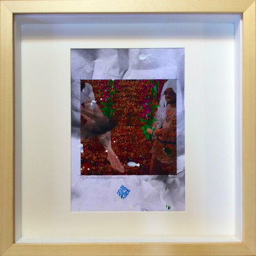 Michael Andrew Law — Christmas Everyday Over-Painted with Tauba Auerbach effects Art Edition ( Christmas and Winter snowing evening ) — Unique Overpainted Wax-Pigment Lithographs ( Signed Art Edition )