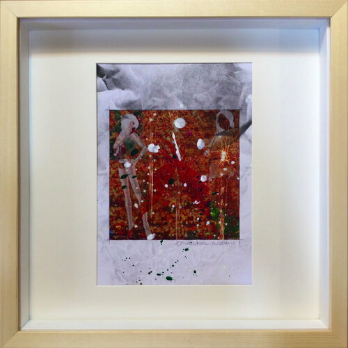 Michael Andrew Law — Christmas Everyday Over-Painted with Tauba Auerbach effects Art Edition ( Christmas and Winter snowing evening ) — Unique Overpainted Wax-Pigment Lithographs ( Signed Art Edition )