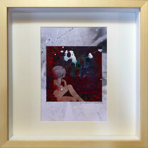 Michael Andrew Law — Christmas Everyday Over-Painted with Tauba Auerbach effects Art Edition ( Christmas and Winter snowing evening ) — Unique Overpainted Wax-Pigment Lithographs ( Signed Art Edition )