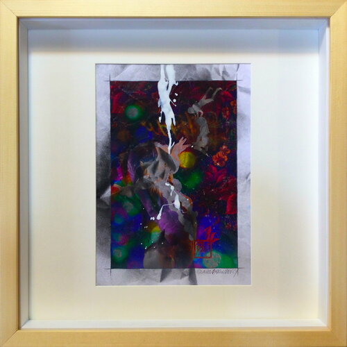 Michael Andrew Law — Christmas Everyday Over-Painted with Tauba Auerbach effects Art Edition ( Christmas and Winter snowing evening ) — Unique Overpainted Wax-Pigment Lithographs ( Signed Art Edition )