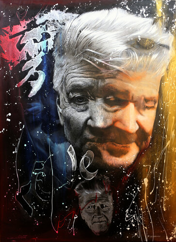 Michael Andrew Law — David Lynch Transcending — Colorful Canvas Paintings