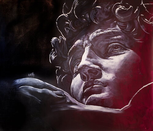 Michael Andrew Law — David by Michelangelo — Monochrome Canvas Paintings