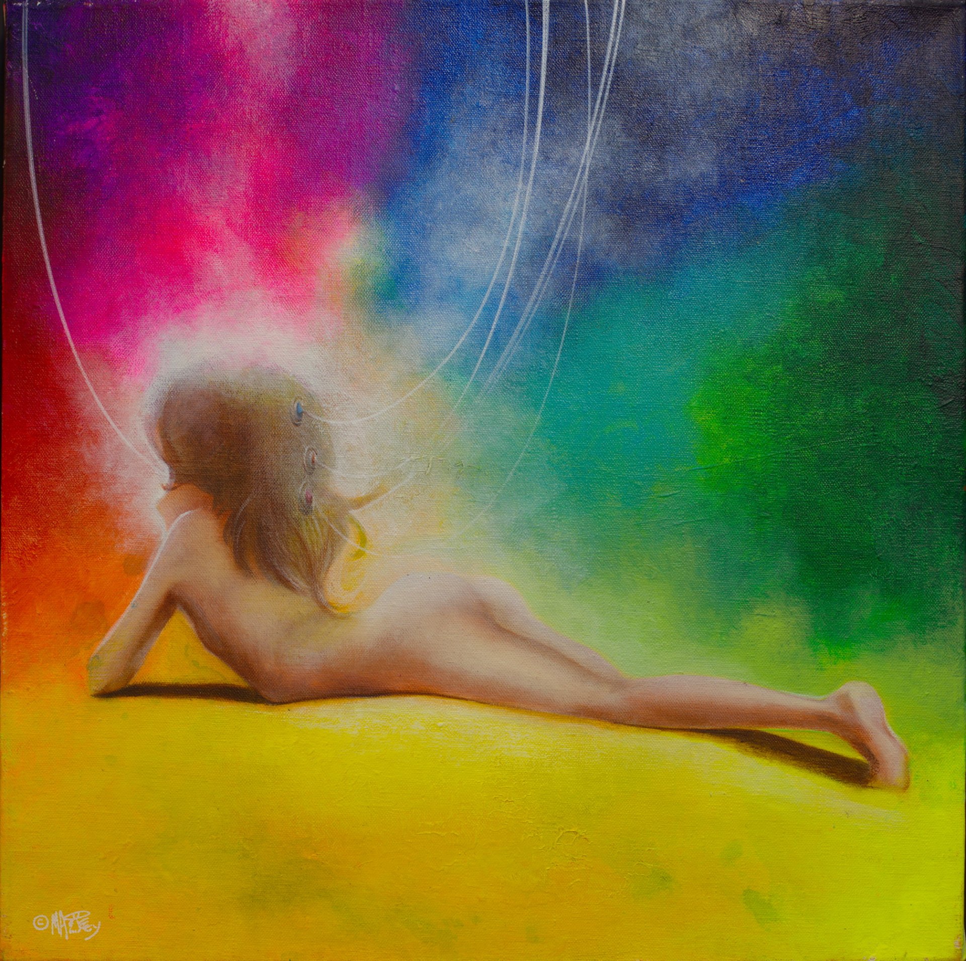Michael Andrew Law — Yellow Mattress, Broadband Halo on Skull — Classical Crossover : Cute & Fine Art