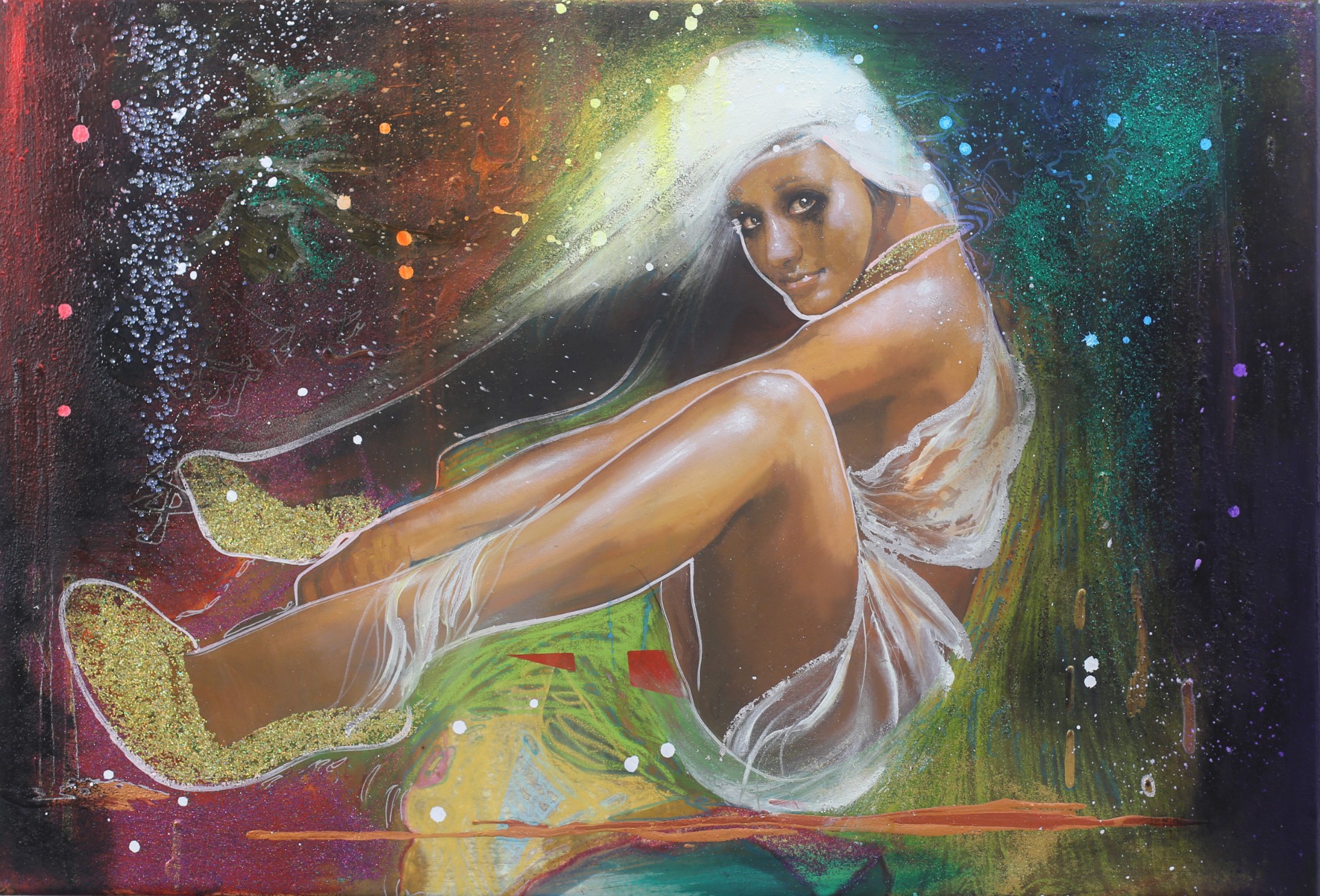 Michael Andrew Law — Untitled Pale Hair Girls Painting — Classical Crossover : Realism & Fine Art