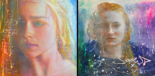 Michael Andrew Law — Game of Throne Diptych — Colorful Canvas Paintings
