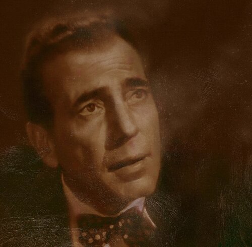 Michael Andrew Law — Humphrey Bogart unique original Casablanca painting — Classical Crossover : Realism & Fine Art