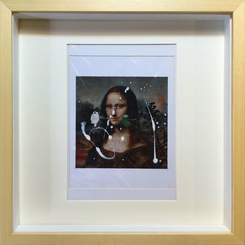 Michael Andrew Law — I Love Mona Lisa (Famous and Expensive Painting) Over-Painted Wax-Pigment Lithograph Art Edition — Unique Overpainted Wax-Pigment Lithographs ( Signed Art Edition )