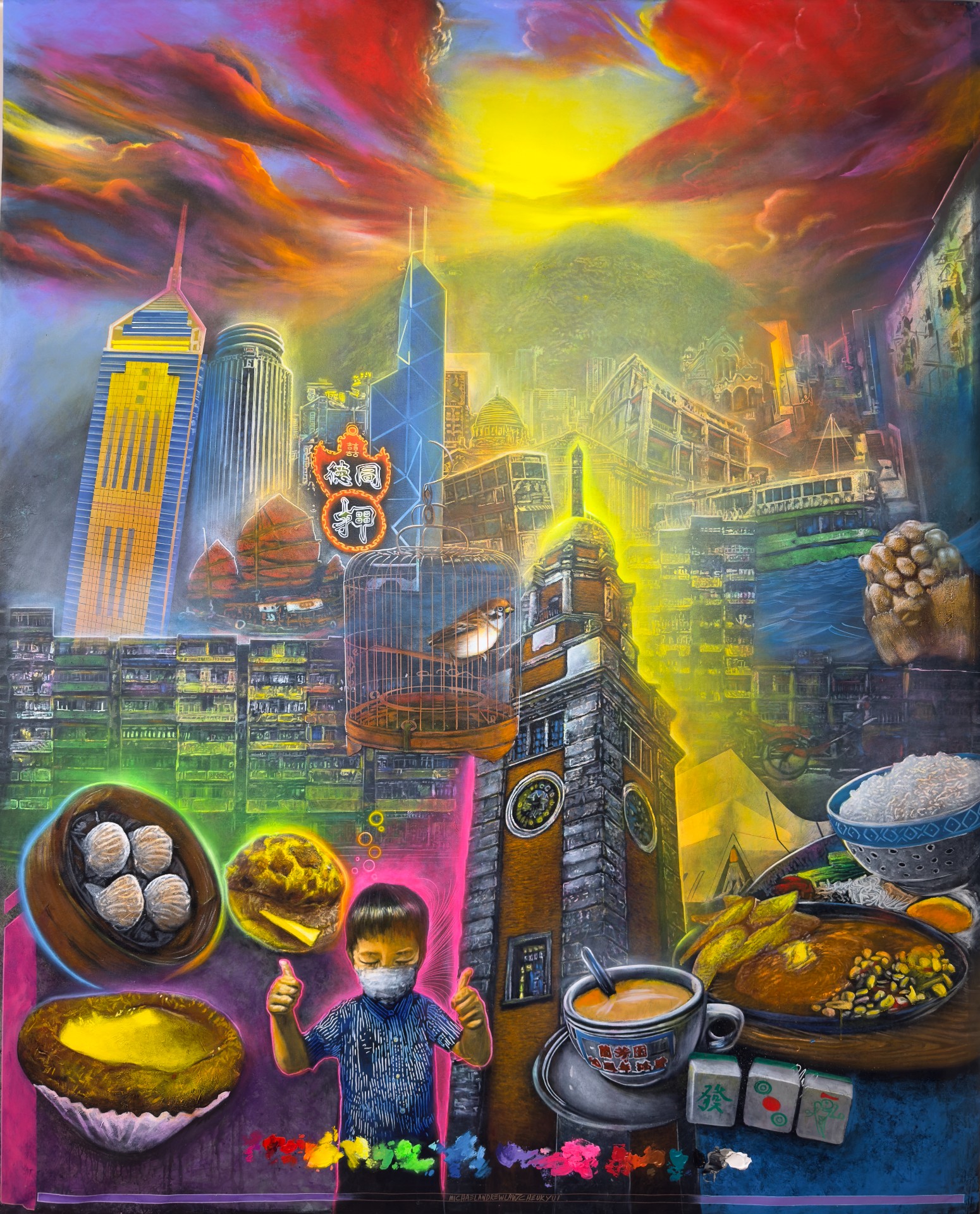 Michael Andrew Law — Untitled Hong Kong Painting — Exquisite Maximalism Pop | Maximalist Pop Art