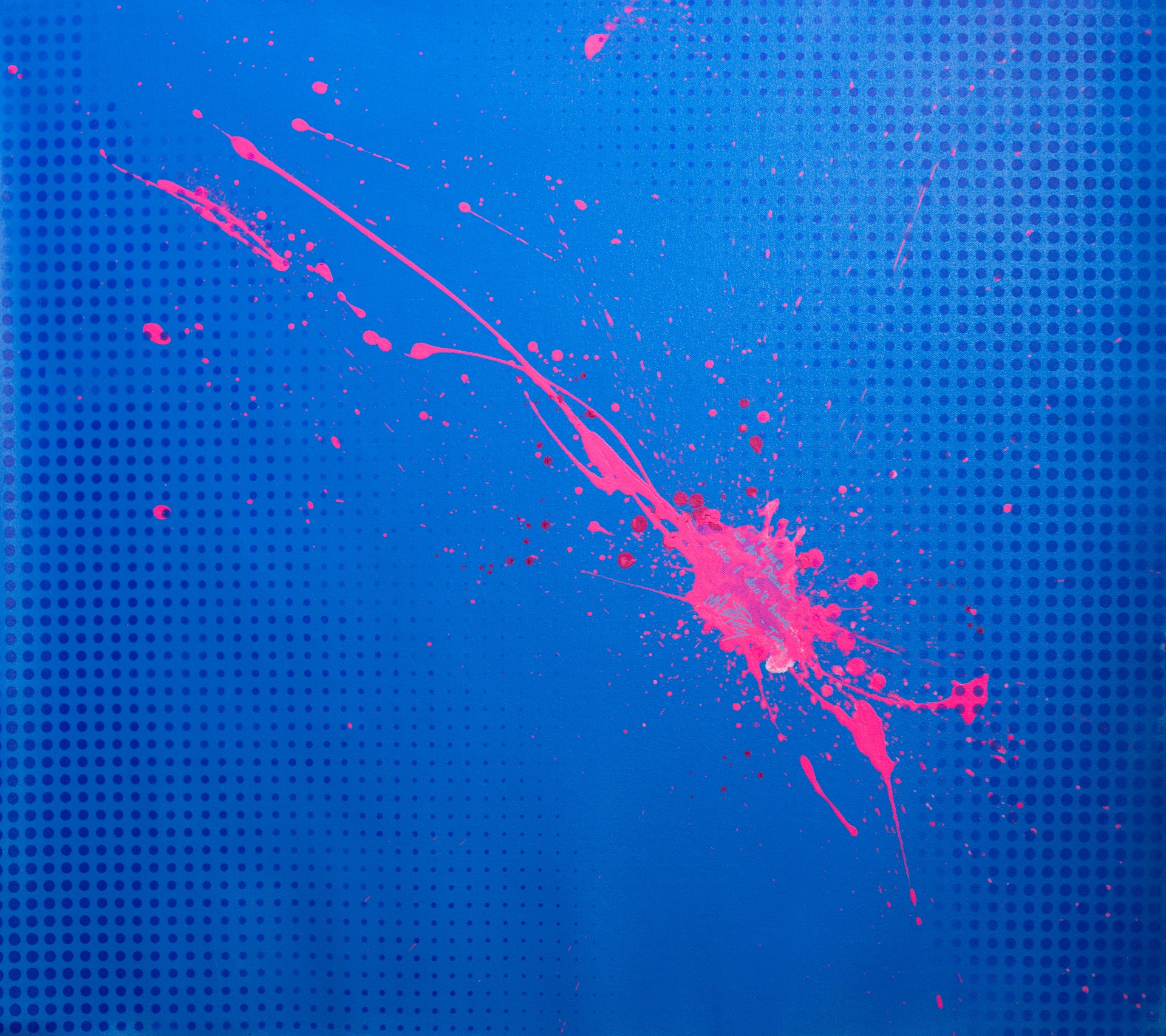 Michael Andrew Law — Neon Impact on Blue Halftone — Abstract Art