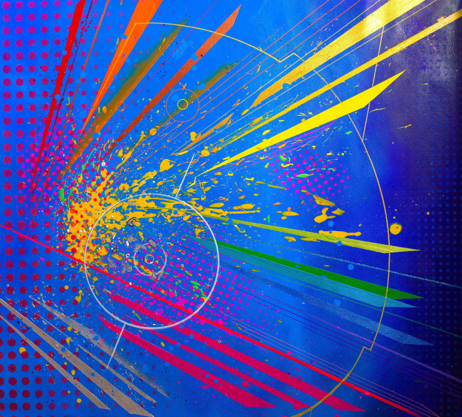 Michael Andrew Law — Vector Burst on Blue Field — Abstract Art