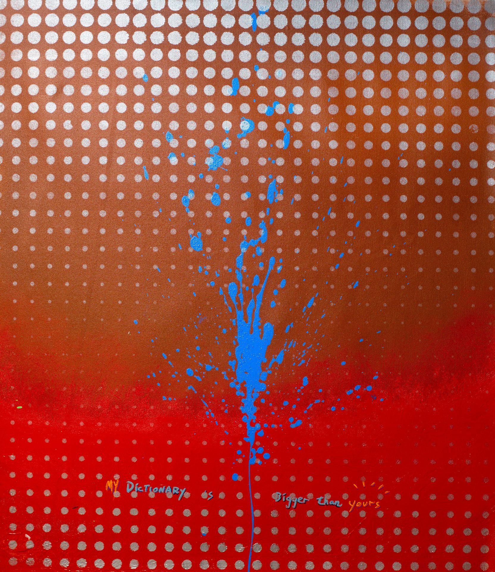 Michael Andrew Law — Dictionary Splash on Red Grid — Abstract Art