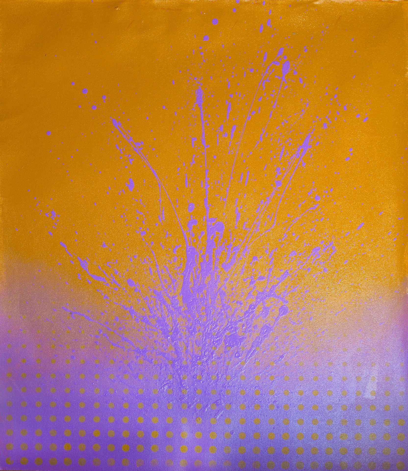 Michael Andrew Law — Gold Grid Violet Burst — Abstract Art
