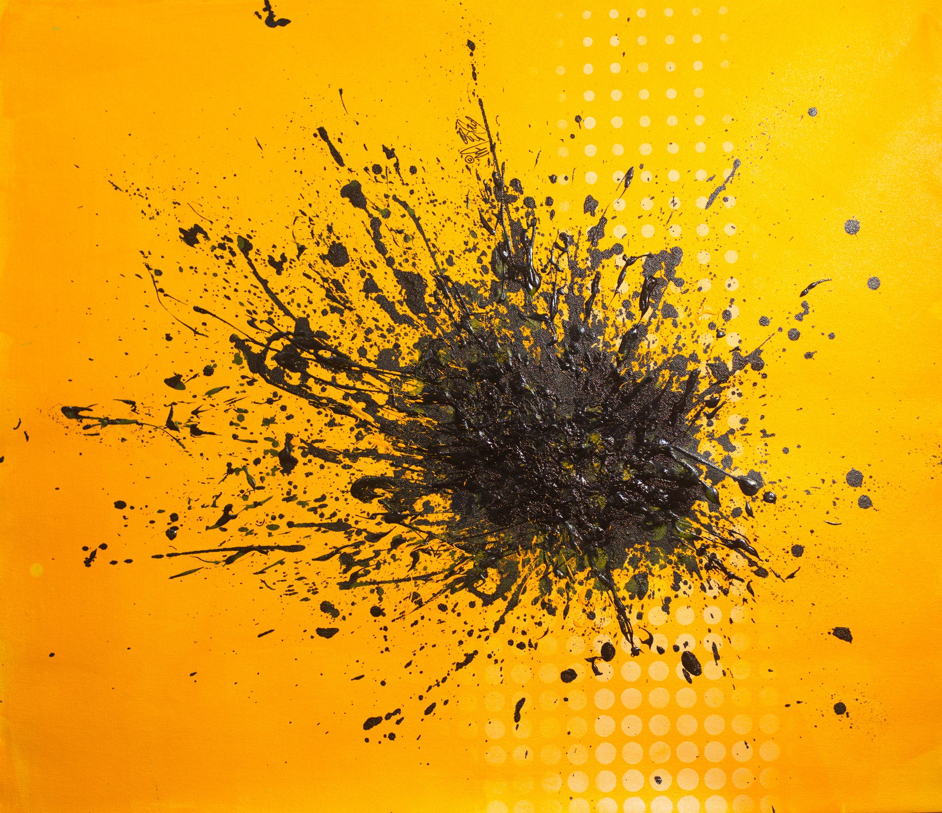 Michael Andrew Law — Black Burst on Yellow — Abstract Art