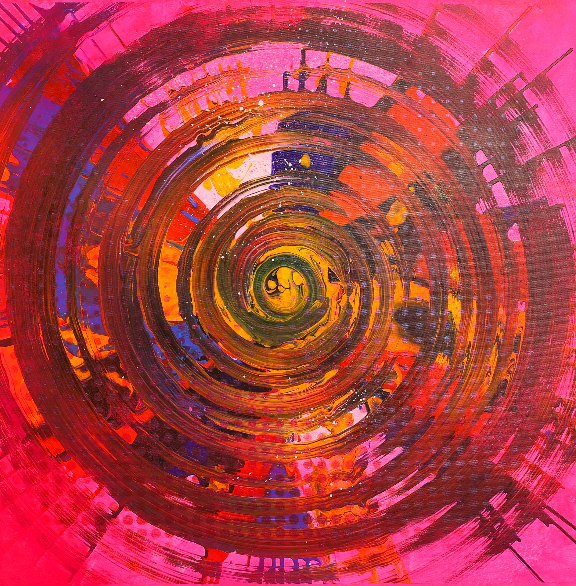 Michael Andrew Law — Pink Vortex, Maroon Rings — Abstract Art