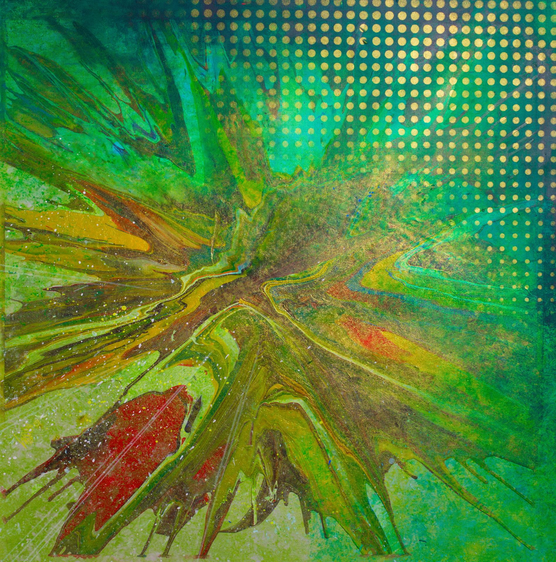 Michael Andrew Law — Forest Burst, Golden Lattice — Abstract Art