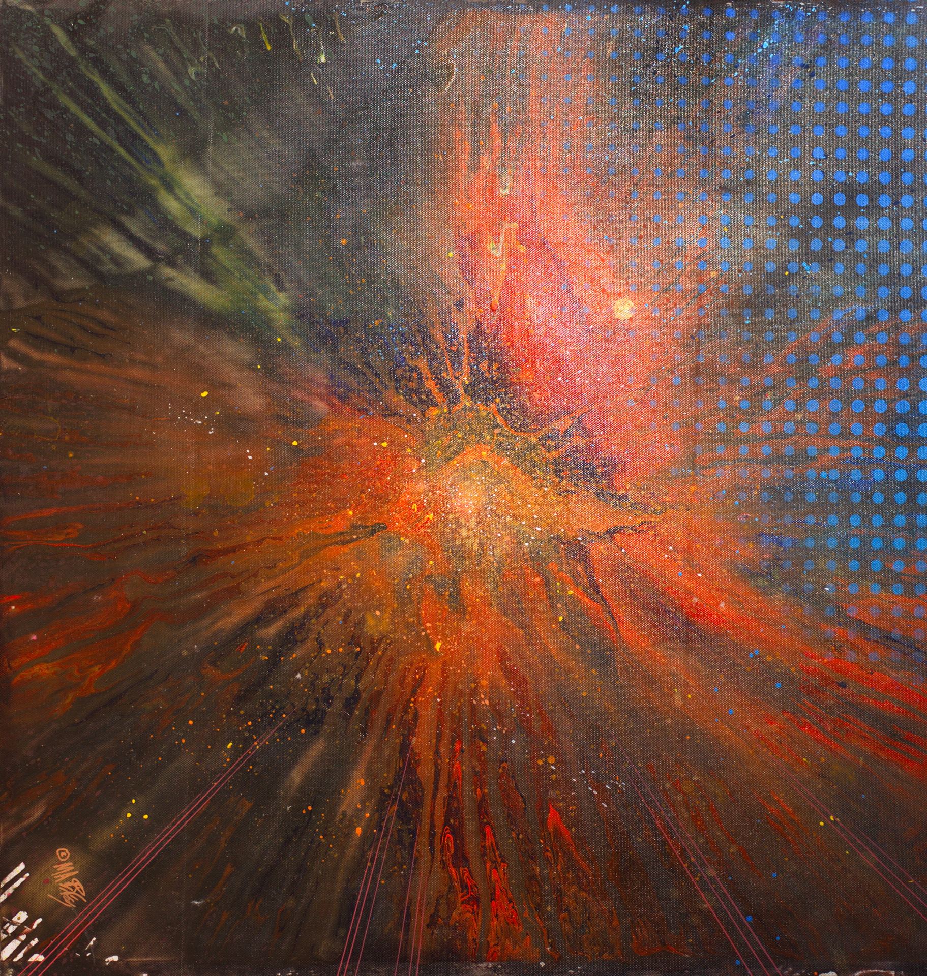 Michael Andrew Law — Ember Halo, Blue Grid — Abstract Art