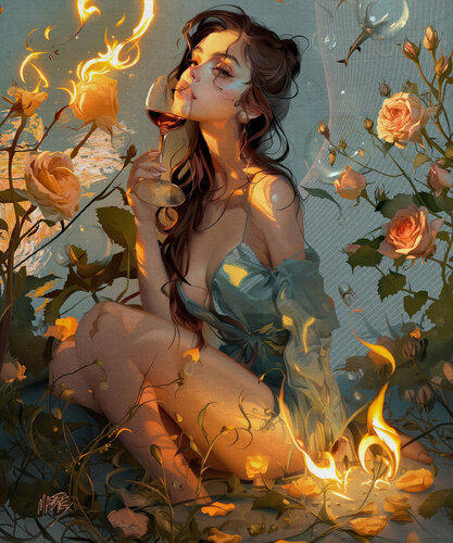 Michael Andrew Law — In Vino Veritas: A Dream of Eden — Digital Paintings Giclée Print on Canvas