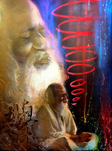 Michael Andrew Law — Maharishi Mahesh Yogi Transcending — Colorful Canvas Paintings