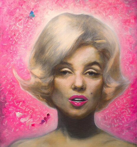 Michael Andrew Law — Marilyn Monroe Pink Love Original Art — Exquisite Maximalism Pop | Culture Re-imagine or Recreation