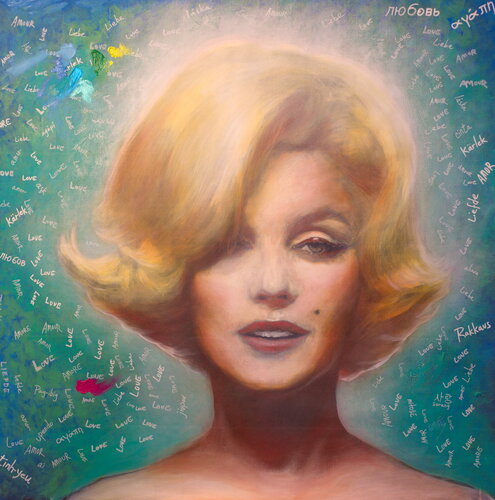 Michael Andrew Law — Marilyn Monroe Turquoise Love Original Art — Exquisite Maximalism Pop | Culture Re-imagine or Recreation