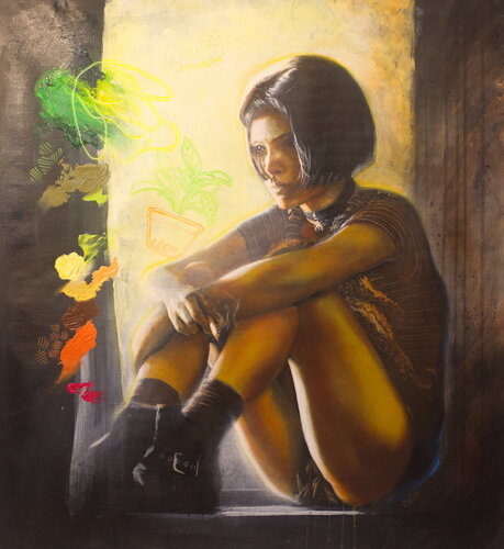 Michael Andrew Law — Mathilda Lando (Natalie Portman) Original Art — Exquisite Maximalism Pop | Culture Re-imagine or Recreation