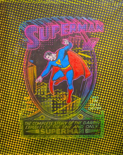 Michael Andrew Law — Superman #1 Summer 1939 Cover Recreation Large Art — Exquisite Maximalism Pop | Culture Re-imagine or Recreation
