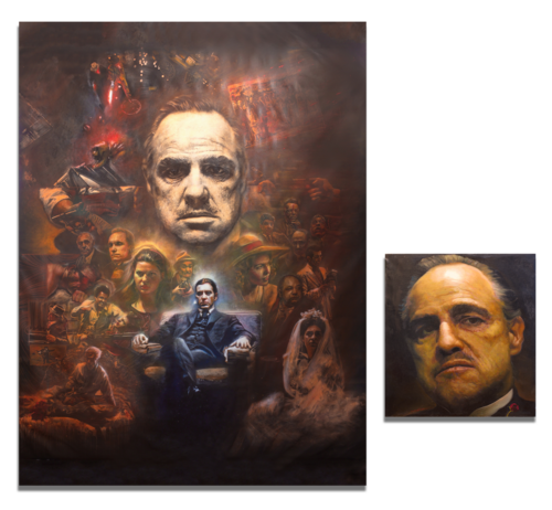Michael Andrew Law — The Godfather Art Bundle - Marlon Brando, Al Pacino Original Art Three Panels Painting — Exquisite Maximalism Pop | Maximalist Pop Art