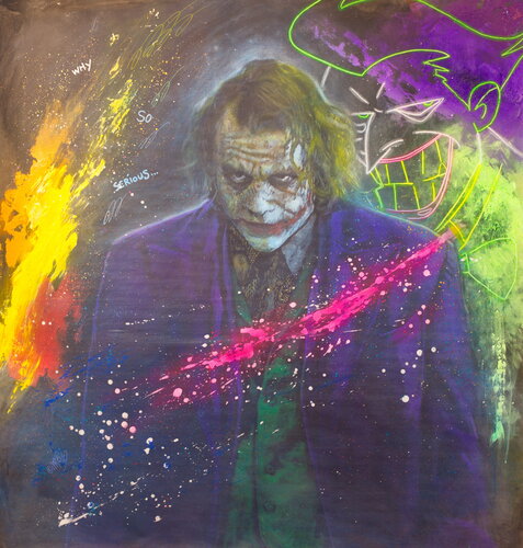 Michael Andrew Law — The Joker (Heath Ledger as the Joker from The Dark Knight) Original Art — Exquisite Maximalism Pop | Culture Re-imagine or Recreation