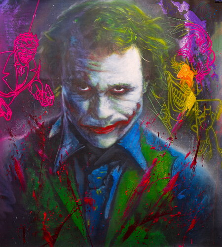 Michael Andrew Law — The Joker (Heath Ledger as the Joker from The Dark Knight) Original Art — Exquisite Maximalism Pop | Culture Re-imagine or Recreation