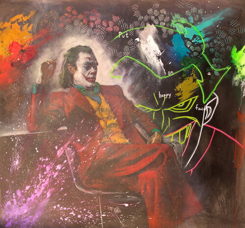 Michael Andrew Law — The Joker (Joaquin Phoenix as the Joker from Joker) Original Art — Exquisite Maximalism Pop | Culture Re-imagine or Recreation