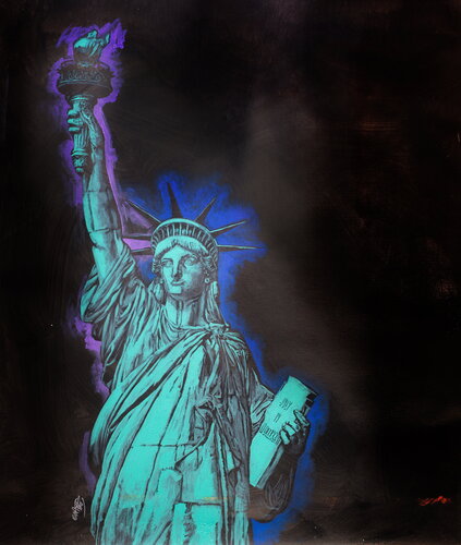 Michael Andrew Law — The Statue of Liberty — Monochrome Canvas Paintings