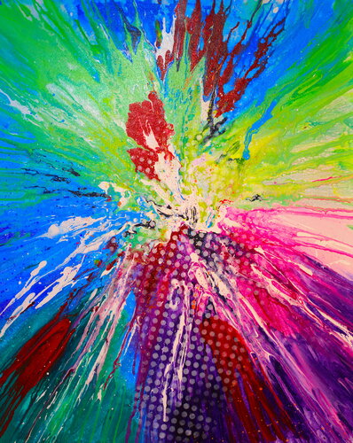 Michael Andrew Law — Unmounted Untitled Ben Day Dot Abstract ( Heart will die, but my soul will fly, And I will live forever ) — Abstract Art