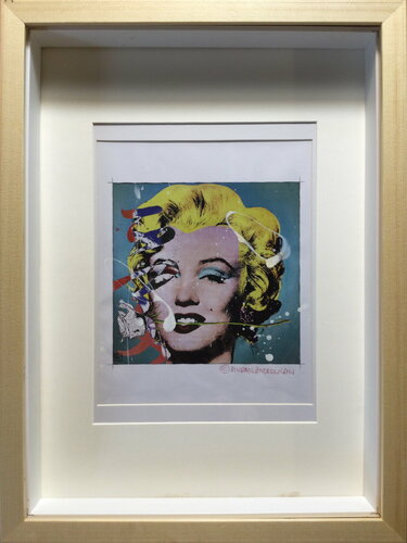 Michael Andrew Law — Untited ( Andy Warhol's Marilyn Monroe with a twist ) Over-Painted Xerox — Unique Overpainted Wax-Pigment Lithographs ( Signed Art Edition )