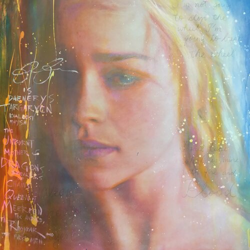 Michael Andrew Law — Untited ( Emilia Clarke as Khaleesi Daenerys Targaryen at Game of Thrones ) — Colorful Canvas Paintings