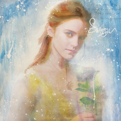 Michael Andrew Law — Untited ( Emma Watson as Belle at Beauty and the Beast ) — Colorful Canvas Paintings