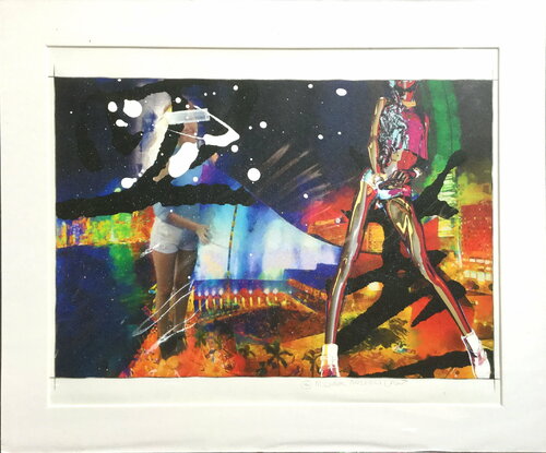 Michael Andrew Law — Untited ( Hong Kong Cultural Centre ) Over-Painted Xerox — Unique Overpainted Wax-Pigment Lithographs ( Signed Art Edition )