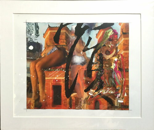 Michael Andrew Law — Untited ( Hong Kong Old Building ) Over-Painted Xerox — Unique Overpainted Wax-Pigment Lithographs ( Signed Art Edition )