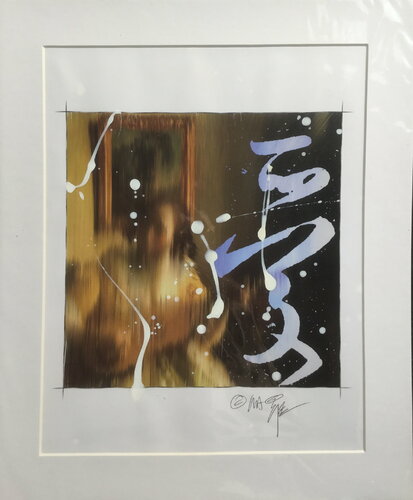 Michael Andrew Law — Untited ( Johannes Vermeer De gitaarspeelster ) Over-Painted Xerox — Unique Overpainted Wax-Pigment Lithographs ( Signed Art Edition )
