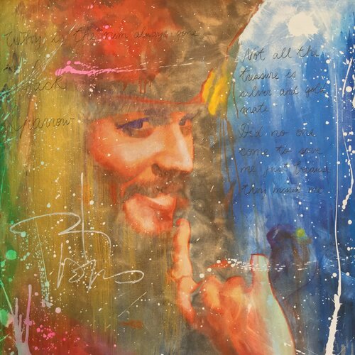 Michael Andrew Law — Untited ( Johnny Depp as Jack Sparrow at Pirates of the Caribbean ) — Colorful Canvas Paintings