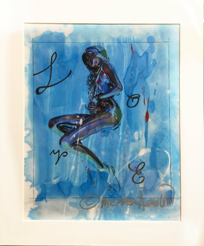 Michael Andrew Law — Untited ( Metal Me with love ) Over-Painted Xerox — Unique Overpainted Wax-Pigment Lithographs ( Signed Art Edition )