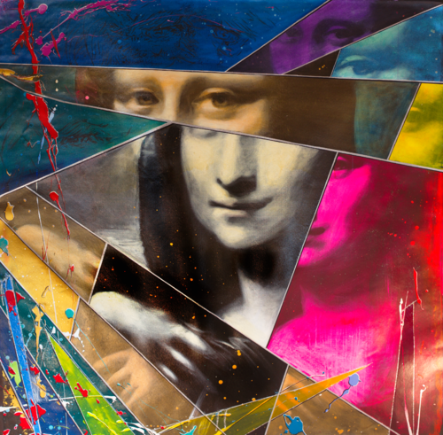 Michael Andrew Law — Untited ( Mona Lisa's smile with Da Vinc Face - Modern Day Roy Lichtenstein) — Colorful Canvas Paintings
