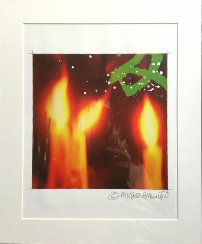 Michael Andrew Law — Untited ( candle light ) Over-Painted Xerox — Unique Overpainted Wax-Pigment Lithographs ( Signed Art Edition )