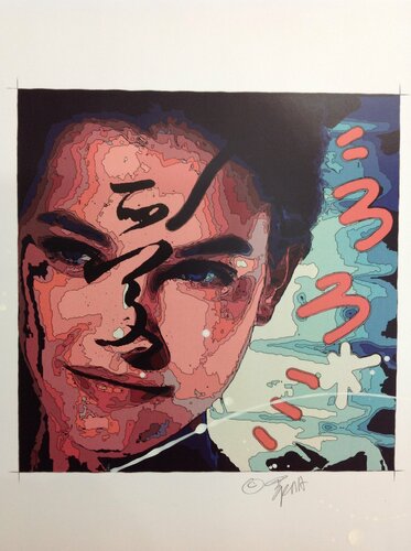 Michael Andrew Law — Untited (Barbara Palvin as Basic Instinct Catherine Tramell) — Unique Overpainted Wax-Pigment Lithographs ( Signed Art Edition )