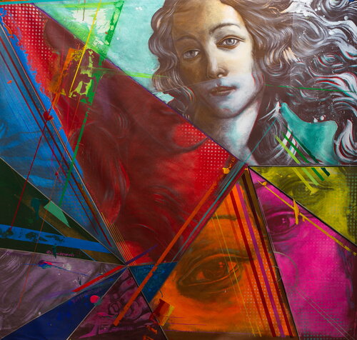 Michael Andrew Law — Untited (From Venus to Botticelli - Modern Day Roy Lichtenstein with Ben Day Dots) — Colorful Canvas Paintings