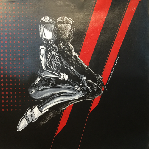 Michael Andrew Law — Untited (Metal Me Painting - Modern Day Roy Lichtenstein Ben Day Dots) — Monochrome Canvas Paintings